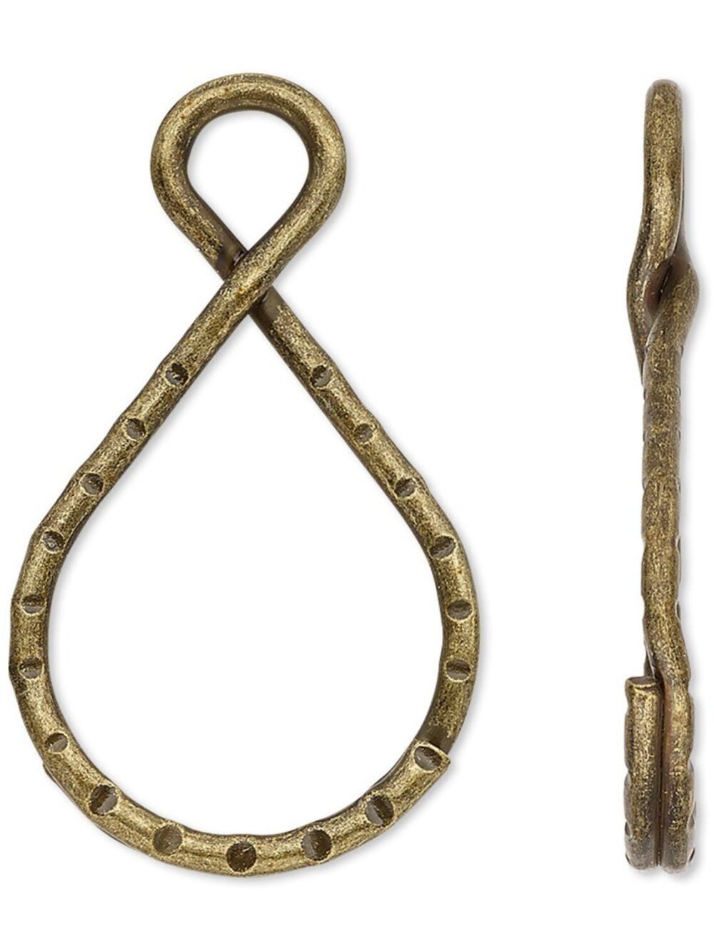 Bulk Antiqued Brass L Fancy 37x18mm Key Chain Jewelry Split Ring Findings 10 pcs